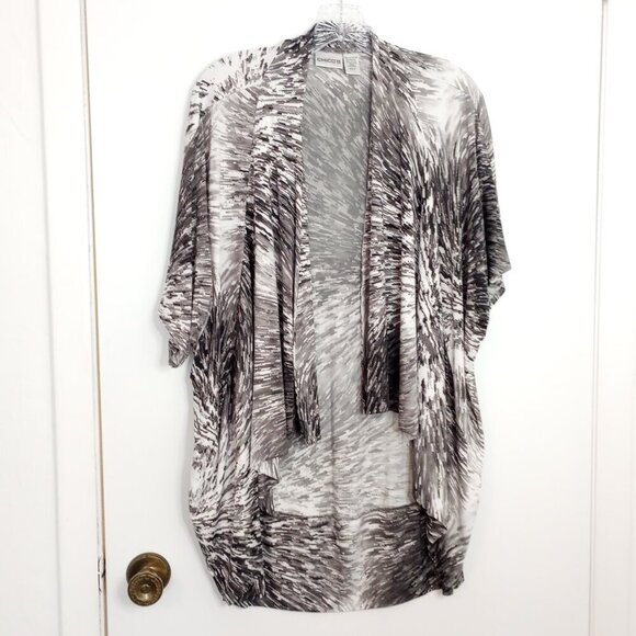 Chico's Black, Grey & White Abstract Open Front Billie Jacket - Picture 1 of 7